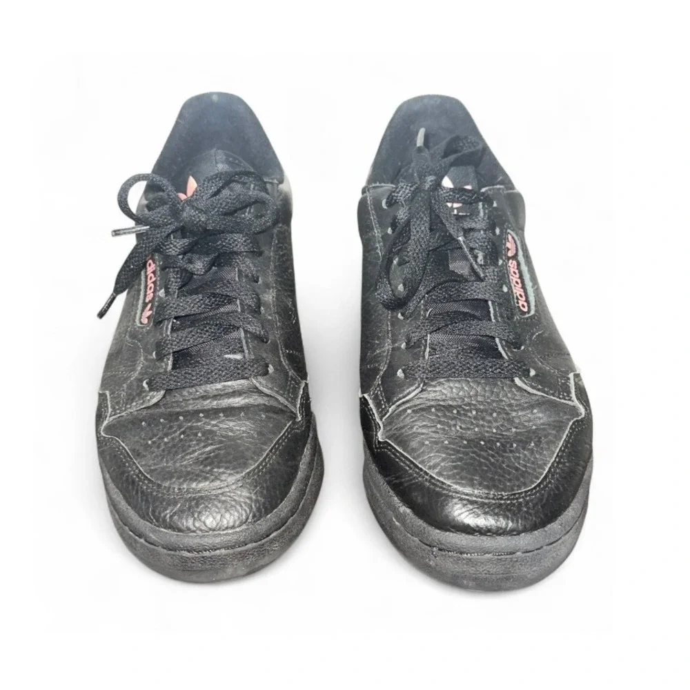 Adidas Continental 80 Women Black Leather Pink Accent Sneakers Shoes Size 8